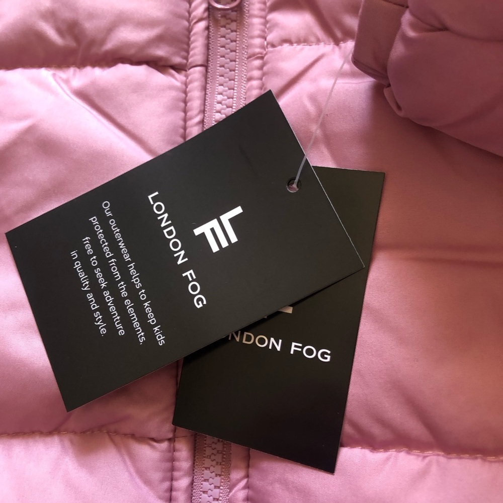 London Fog Girls Puffer Jacket Hooded Coat L 14/16 Mauve Pink Warm Winter - Picture 7 of 9